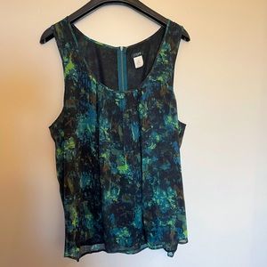 J. Crew Factory watercolor silk sleeveless blouse